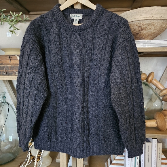 L.L. Bean Sweaters - LL Bean Vintage 90's Irish Cable Knit Sweater XL 100%Virgin Wool Made in Ireland
